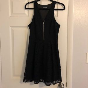 Zip Up Black Lace Dress